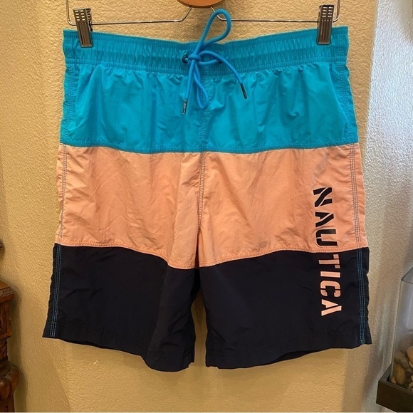 NAUTICA Men Color Block Swim Trunk Shorts Size Medium - Picture 1 of 7